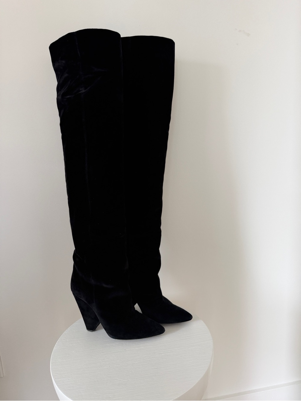 Saint Laurent Black Over-the-Knee Velvet Boots
